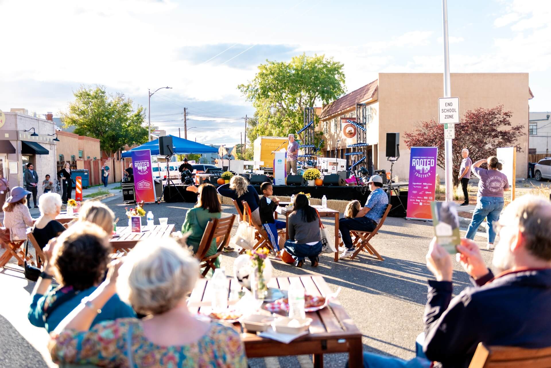 Neighbors gathered at the Rooted Together community event in Albuquerque